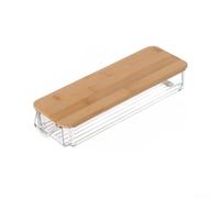 Bac de rangement transparent pour réfrigérateur avec couvercle en bois et planche à découper pour fruits, légumes, viande, placard de cuisine (30 x 10 x 5 cm)