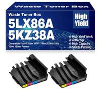 Bac de récupération de Toner 5LX86A 5KZ38A Compatible pour HP Couleur MFP 179fnw 178nw 150a 150w 150nw Imprimantes 116A 117A 118A 119A Bac de récupération de Toner,5LX86A-2PC