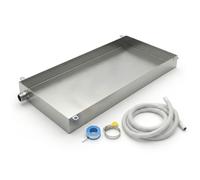 Bac de récupération d'huile en acier inoxydable avec évacuation - Bacs de récupération d'huile renforcés de 0,8 mm pour climatiseur, lave-linge et pompe à chaleur - Bac de récupération d'huile robus