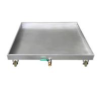 Bac de Récupération D'huile en Acier Inoxydable, Bac de Récupération avec Drain avec Roues Universelles pour Entrepôts, Usines, Sites Industriels(Silver,125x65x7cm/49x25.6x3in)