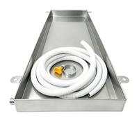 Bac de Récupération INOX avec Évacuation Latérale et kit de Tuyau | Bac Collecteur d'eau Polyvalent for Unité Extérieure Climatiseur, Grands Pots de Plantes Atelier et Étal(28x39x4in)
