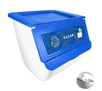Bac de recyclage empilable, Capacité 36L, Facile à déplacer, Papier bleu 3PAs + Bon marché