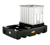 Bac de rétention 1 100 litres CUBI-PE pour 2 cubitainer sans caillebotis - Pour huiles, fioul, gasoil, diesel, produits chimiques - CEMO - 10940