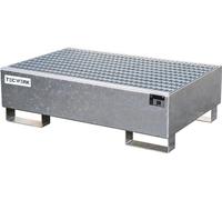 Bac de rétention 215 l L1200xl800xH360mm tôle d'acier avec caillebotis argent