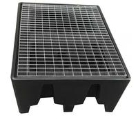 Bac de Rétention 240 l noir pour Palette Euro avec caillebotis