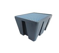 Plast'Up Bac de rétention en PEHD gris avec caillebotis acier - 93 x 75 x 56 cm - F52055E