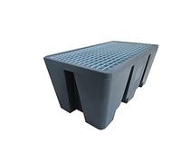 Bac de rétention 300L pour 2 fûts avec caillebotis noir - Fabrication française