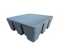 Bac de Rétention 475 l noir pour 4 Fûts avec Caillebotis Metal