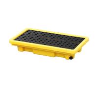 Bac de rétention des déversements, Palette de rétention des déversements Robuste - Modulaire en polyéthylène Jaune et Noir avec Drain, bac étanche pour fûts d'huile, idéal pour Les entrepôts