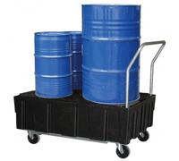 Bac de rétention EURO-PE mobile sur roulettes avec caillebotis en polyéthylène - CEMO - 8435