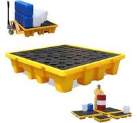 Bac de rétention industriel étanche en plastique pour fûts d'huile usagés - Platcontrôle des déversements - Prévention des déversements d'hydrocarbures - 66 x 66 x 15 cm - Conception robuste