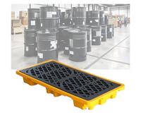 Bac de rétention modulaire avec Drain, adapté aux récipients de Liquide à moitié Pleins, à Rayures Jaunes et Noires, bac de rétention Robuste, adapté à Une Utilisation intérieure/extérieure,