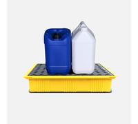 Bac de rétention modulaire avec grille, palettes anti-fuites et plateforme de rétention pour une gestion efficace des déversements d'hydrocarbures - 49 x 35,5 x 10 cm, solution durable et sû