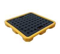 Bac de rétention modulaire industriel pour palettes, entrepôts, usines, fûts, sous-sols ; bac de rétention anti-fuite en plastique durable avec système de drainage pour le stockage de fûts ;