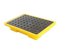 Bac de rétention modulaire industriel pour palettes, entrepôts, usines, fûts, sous-sols ; bac de rétention anti-fuite en plastique durable avec système de drainage pour le stockage de fûts ;