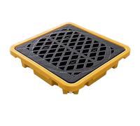 Bac de rétention modulaire industriel pour palettes, entrepôts, usines, fûts, sous-sols ; bac de rétention anti-fuite en plastique durable avec système de drainage pour le stockage de fûts ;