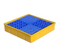 Bac de rétention modulaire pour déversements d'hydrocarbures, palette en plastiqstrielles, robuste (32,5 x 32,5 x 5,5 cm), capacité de charge élevée, idéale pour les entrepôts et les usines.