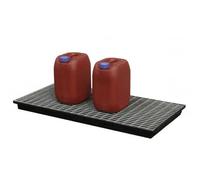 Bac de rétention PLAT 30 PEHD avec caillebotis en acier - Pour huiles, produits chimiques - CEMO - 8077