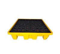 Bac de rétention pour fûts, bac de rétention double en polyéthylène avec drain, plateforme de rétention des déversements, capacité de charge de 300 à 1200 kg pour seaux de peinture empilés (Couleur :