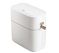 Bac de salle de bain avec couvercle - Petite poubelle, panier à déchets intérieur | 8L Poubelle automatique Valve de fermeture silencieuse, récipient à déchets , bac à déchets étroit anti-odeur