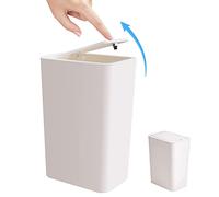 Bac de salle de bain poubelle de salle de bain avec couvercle 9,1 l petite poubelle canne à déchets blanc poubelle avec couvercle top pression mince poubelle pour la maison de chambre à la maison