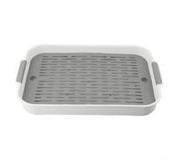 Bac de toilette pour animaux de compagnie, grand espace, grille surélevée, coins lisses, amovible, matériau ABS, blanc/bleu/vert, 27 x 18 5 x 4 cm, 36 5 x 24 5 x 4 9 cm, 171 5 g, 338 g (F)