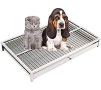 Bac de toilette pour chien, en acier inoxydable, pour intérieur et extérieur, nettoyage facile, protection du sol, entretien sans effort, 48 x 33 x 7,5 cm