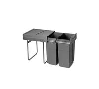 bac de tri sélectif a montage inférieur et extraction manuelle pour élément de cuisine Recycle, 2x25litres, Plastique gris antracite