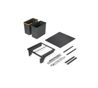 Bac de tri sélectif pour montage latéral sur meuble de cuisine Recycle 2x24litres, Acier, Plastique gris anthracite