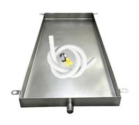 Bac de Vidange Climatiseur Inoxydable 304 avec Tuyau de Vidang pour Balcon | Bac Condensat Clim Mobile avec Œillets de Fixation et Orifice D’évacuation, pour Unité de Fenêtre(90x20cm(36x8in))