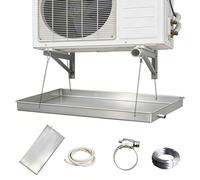 Bac de Vidange pour Unité AC en Acier Inoxydable, Plié a la Main, Bac Condensat Clim Rectangulaire, Kit D'accessoires de Drainage de Bac D'égouttement AC, Tuyau 2M, Profondeur 3 cm(110*50cm)