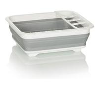 hjh OFFICE Égouttoir Clean SIL, Silicone, Pliable pour la Vaisselle et Les Couverts, bac d'égouttage Peu encombrant, Gris/Blanc, 924000