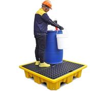 Bac d'égouttement d'huile haute performance - Palette en plastique carrée/rectangulaire, plateforme anti-fuite, 17 motifs, jaune, 120 x 60 x 18 cm, idéal pour une utilisation industrielle