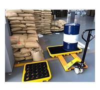 Bac d'égouttement d'huile industriel, palette modulaire de 90 litres en polyéthylène avec drainage, plate-forme anti-fuite pour garage et sous-sol, jaune, 130 x 68 x 17,5 cm