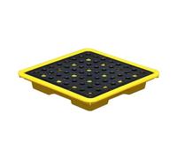 Bac d'égouttement empilable pour barils et seaux de peinture avec drain, plate-forme de transport modulaire et amovible pour le garage, jaune (33 x 33 x 5,8 cm) - 1 pièce