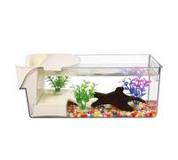 Bac d'habitat pour reptiles - Cage transparente pour tortues - Boîte d'élevage multifonctionnelle - Large scène solaire - Enclos sûr pour amphibiens, poissons, crabes, geckos, petits animaux