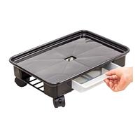 Bac en Plastique, Bac Condensat Clim, avec 4 Roulettes Universelles, Structure à Tiroir, Utilisable en Intérieur Comme en Extérieur(Black,45x31x12cm/18x12x5in)