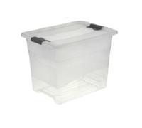 Bac en plastique - KEEEPER - 24L - Transparent gris - Empilable - Couvercle coulissant