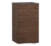 Bac Fibres De Verre Ext Carré Haut 37cm 37cm H67cm Marron Gravé