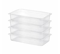 Bac Gastro GN 1/1 Polypropylène Transparent - Lot de 4 - Bac Gastronorme Professionnel avec Graduations - Empilable - Cuisine CHR, Stockage Alimentaire - ArredoChef (65 mm 9 L)