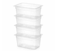 Bac Gastro GN 1/2 Polypropylène Transparent - Lot de 4 - Bac Gastronorme Professionnel avec Graduations - Empilable - Cuisine CHR, Stockage Alimentaire - ArredoChef (150 mm 9,5 L)