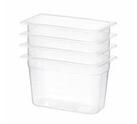Bac Gastro GN 1/3 Polypropylène Transparent - Lot de 4 - Bac Gastronorme Professionnel avec Graduations - Empilable - Cuisine CHR, Stockage Alimentaire - ArredoChef (200 mm 7,8 L)