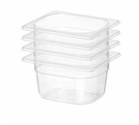 Bac Gastro GN 1/6 Polypropylène Transparent - Lot de 4 - Bac Gastronorme Professionnel avec Graduations - Empilable - Cuisine CHR, Stockage Alimentaire - ArredoChef (65 mm 1 L)