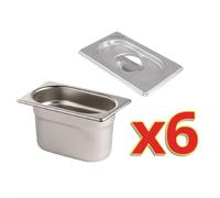 Bac Gastro GN 1/9 et Couvercle 100 ml - Lot de 6 - Vogue