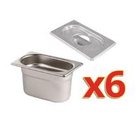 Bac Gastro 1/9 et Couvercle - 100 ml - Vogue - x 6 - Acier inoxydable4,8