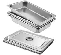 Bac Gastro Inox Alimentaire avec Couvercle - VEVOR - 13L - Lot de 4 Plats à Four en Acier