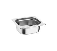Vogue - Bac GN 1/6 en inox profondeur 65 mm, Capacité : 1 L, Argent, Dimensions : 162(H) x 176(l) x 65(P) mm, Empilable, Bac GN en acier adapté au contact alimentaire, couvercle vendu séparément, K985