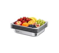 VEVOR Bac gastronorme GN 1/2 en inox 4 pcs 3,8 L profondeur 6,4 cm anti-adhérent et antirouille