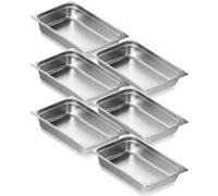 Bac Gastronorme VEVOR GN 1/1 Résistant à La Chaleur Et Au Froid Inox Alimentaire 6Pcs Argent