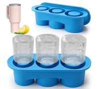 Bac Glacon Silicone, Bac à Glacon pour Cup Réutilisable en Silicone avec Couvercle, Bac a Glacon en Silicone sans BPA pour Tasses de 40 oz, Café, Whisky et Boissons (Bleu)